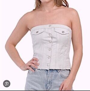 ✨ 5 For $50 Zara Silver/Gray Shimmer Corset Top for Women